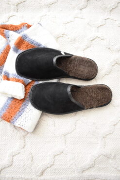 Men's Suede Black Slip-on Slippers