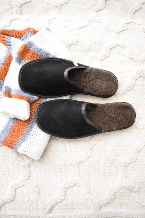 Men's Suede Black Slip-on Slippers
