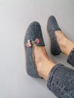 Felt Ballerina Slippers with Pink Detail