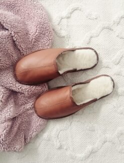 Nude Leather Mule Slippers