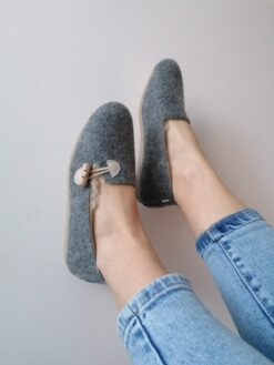 Felt Ballerina Slippers with Cream Details