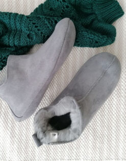 Miko Grey Luxury Sheepskin Slippers Boots