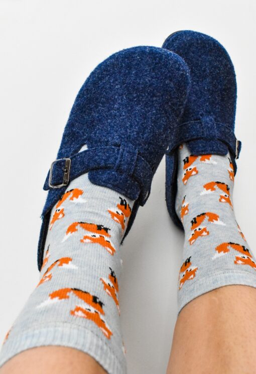 Wool Orthopaedic Navy Women's Clogs Slippers