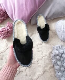 Black Sheepskin Mules