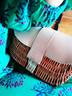Yoko Wicker Basket Bag in Beige