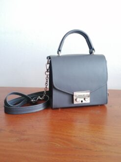 Mini Elyse Leather Handbag in Grey