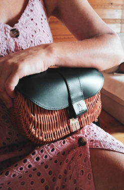 Yoko Wicker Basket Bag in Black