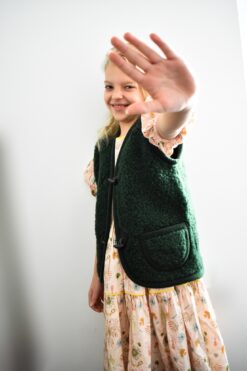 Children's Merino Wool Gilet - Bottle Green