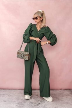 Linen Blend Set in Green