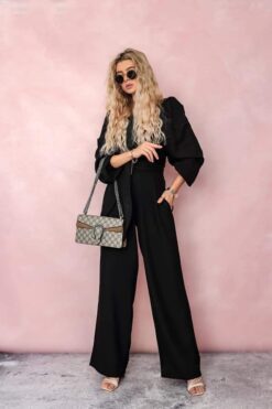 Linen Blend Set in Black