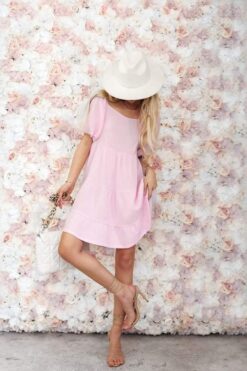Rose Muslin Dress in Baby Pink