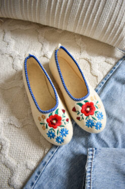 Cream Wool Ballerina Slippers