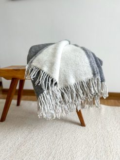 Lambswool Blanket - Grey/ Cream