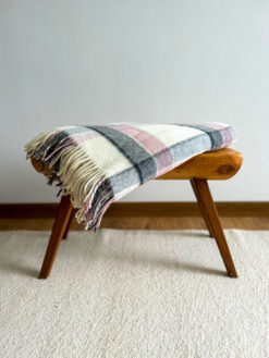 Pure Wool Blanket - Pink/ Grey