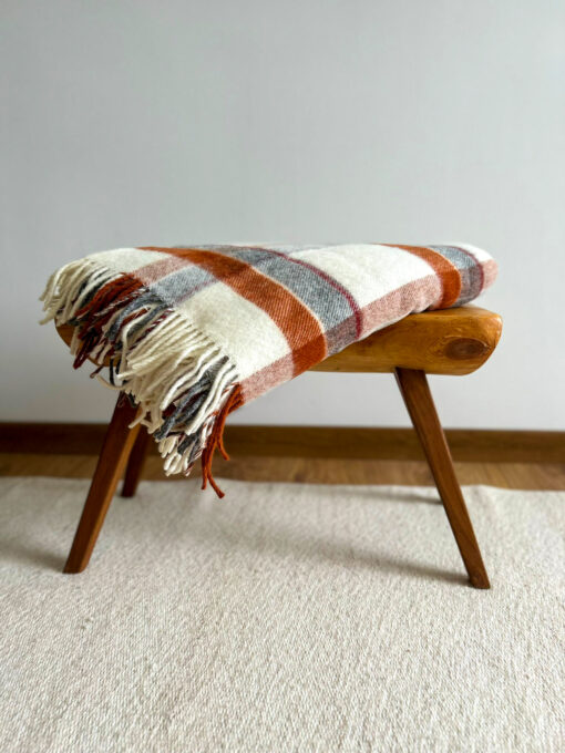 Pure Wool Blanket - Rust/ Grey