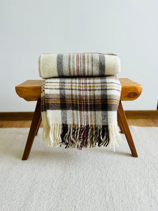 Pure Wool Blanket - Tartan Brown