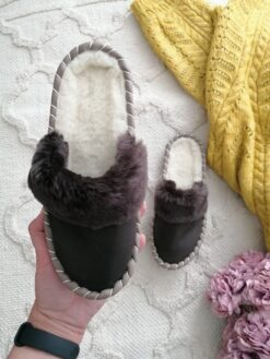 Dark Brown Sheepskin Mules