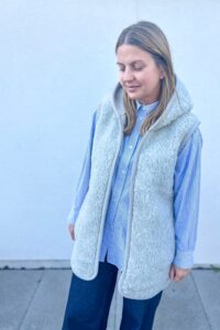 Long Wool Gilet - Light Grey