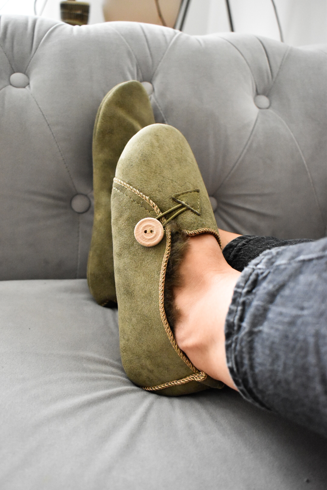 Heidi Sheepskin Slippers - Olive