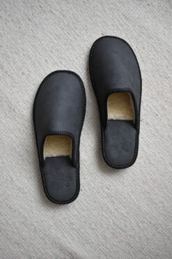 Men's Leather Slippers - Grey