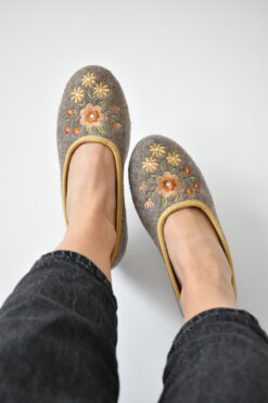 Wool Ballerina Slippers  - Oak Brown