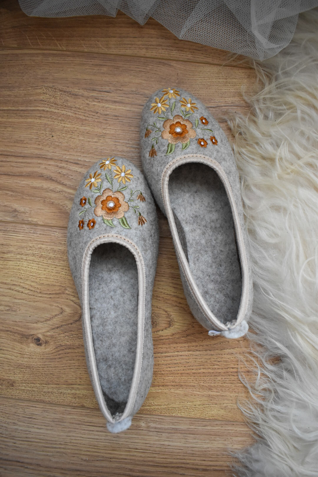 Wool Ballerina Slippers - Beige - Image 4