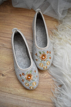 Wool Ballerina Slippers - Beige
