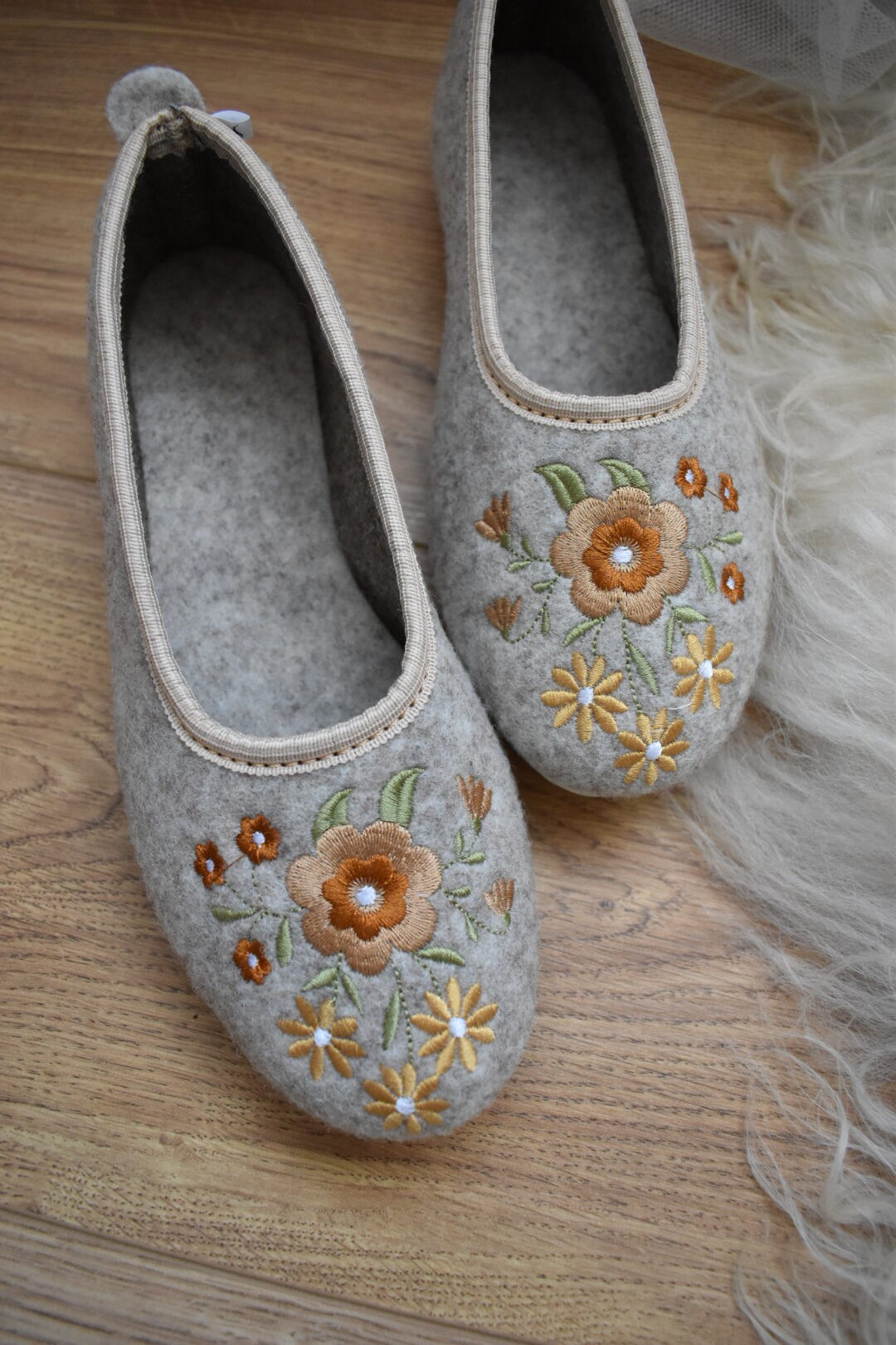 Wool Ballerina Slippers - Beige - Image 3