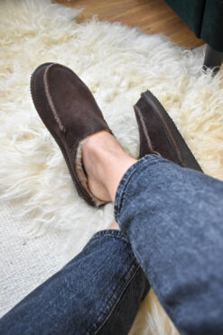 Ana Sheepskin Mule Slippers - Chocolate Brown