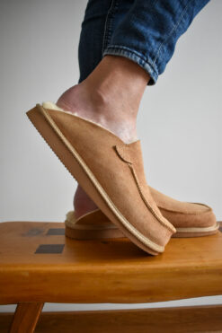 Extra Wide Sheepskin Slippers - Tan