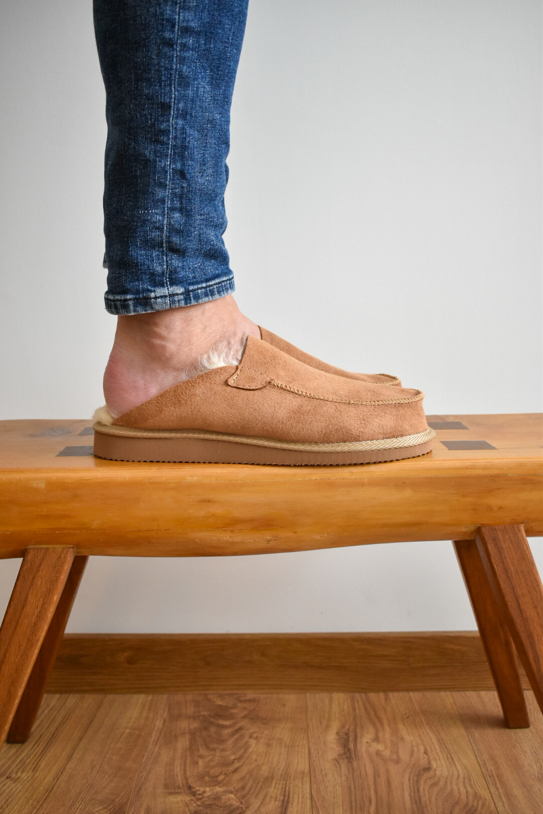 Extra Wide Sheepskin Slippers - Tan - Image 3