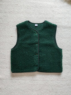 Boxy Snap Button Merino Wool Gilet HOPE – Bottle Green