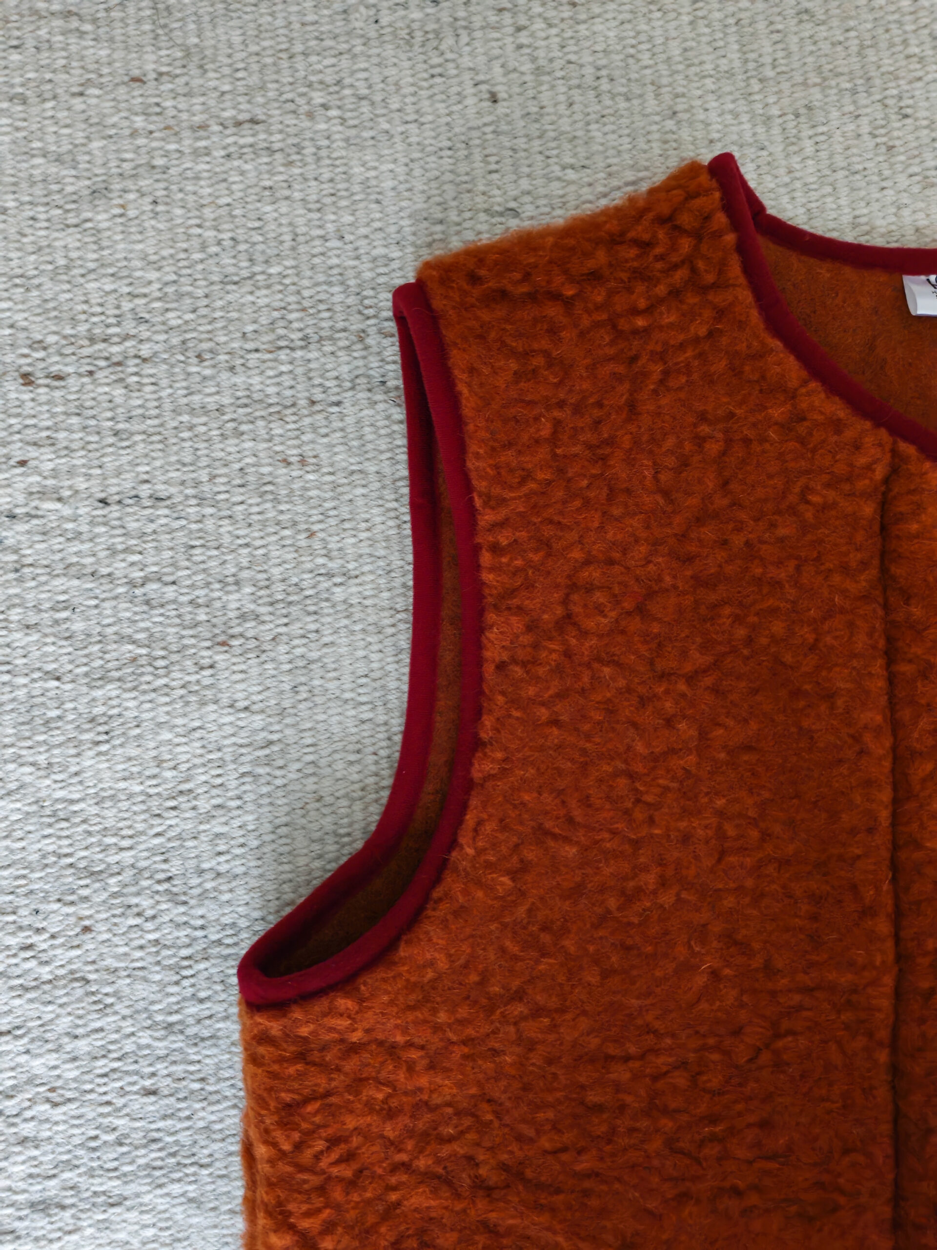 Boxy Snap Button Merino Wool Gilet HOPE - Burnt Orange - Image 3