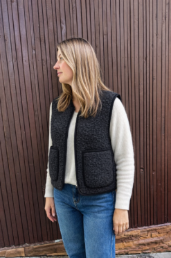 Zip Merino Wool Gilet -  Black