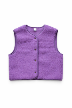 Boxy Snap Button Merino Wool Gilet HOPE – Lilac