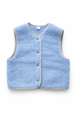 Boxy Snap Button Merino Wool Gilet HOPE – Light Blue