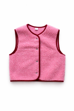 Boxy Snap Button Merino Wool Gilet HOPE – Pink