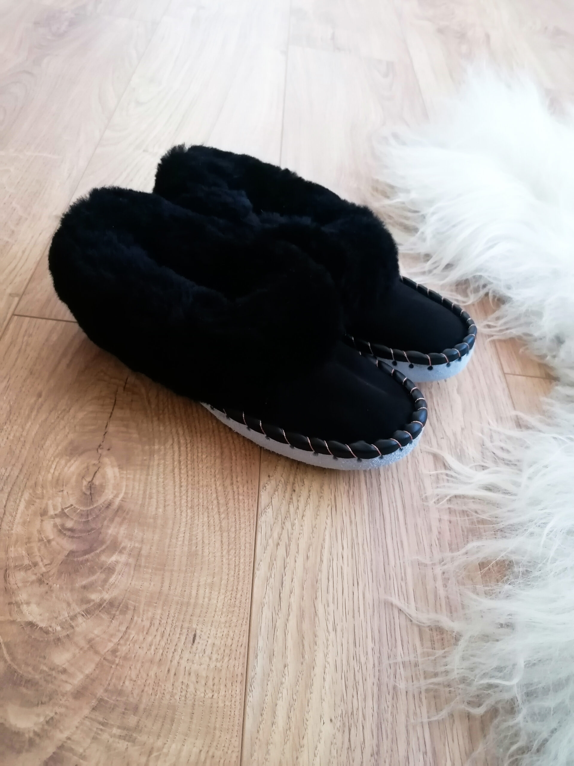 Women's Sheepskin Moccasin Slippers - Black - Image 5