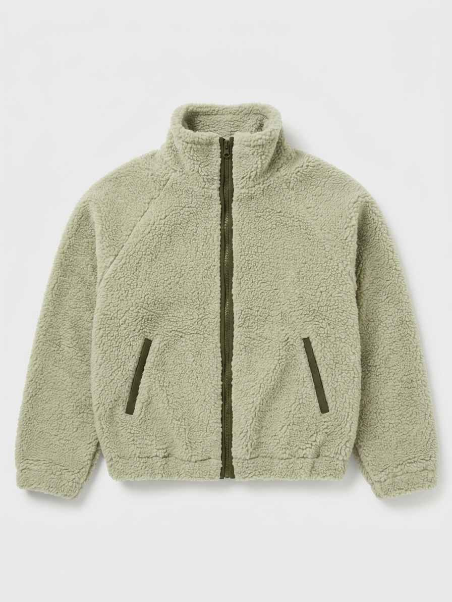 High Funnel Neck Merino Wool Bomber Jacket Zoe - Olive