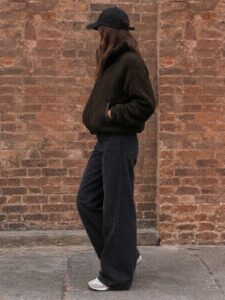 High Funnel Neck Merino Wool Bomber Jacket Zoe - Espresso