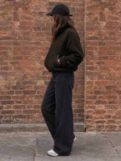 High Funnel Neck Merino Wool Bomber Jacket Zoe - Espresso