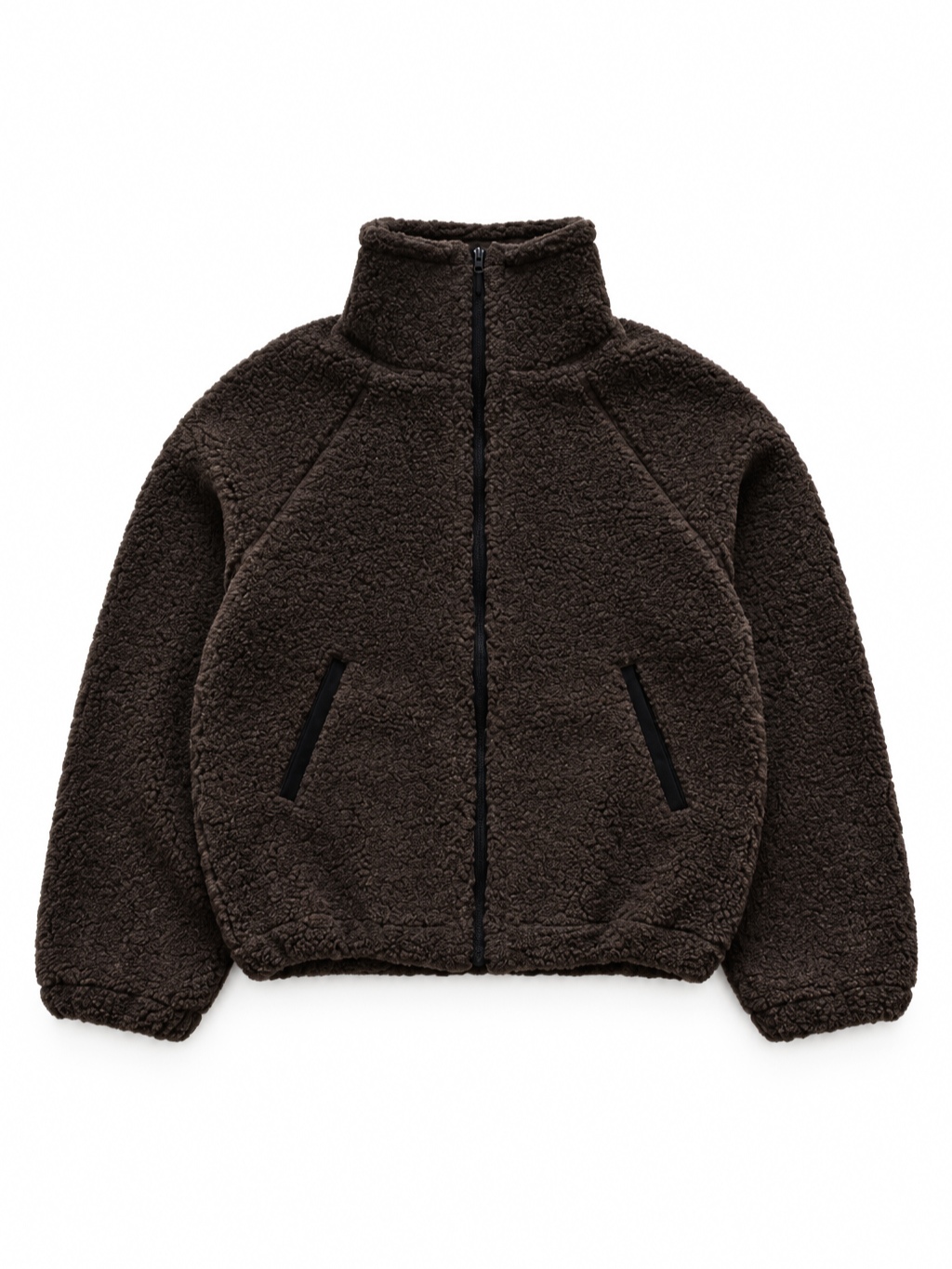 High Funnel Neck Merino Wool Bomber Jacket Zoe - Espresso