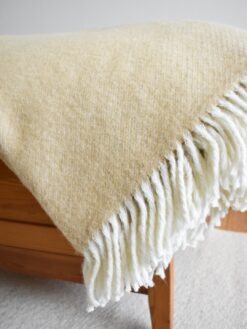 Alternative view of Pure Wool Blanket - Diagonal Stripes Beige